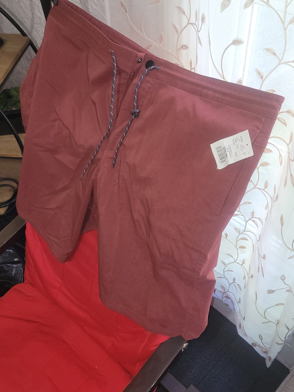 Men's Rust Red Drawstring Swim/Board Shorts - Picture 3 of 15